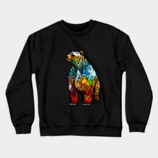 Grizzly Bear Animal Portrait Stained Glass Wildlife Outdoors Adventure Crewneck Sweatshirt